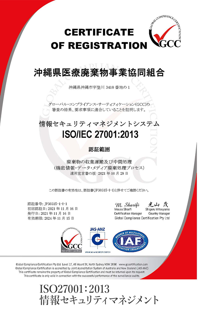 ISO27001：2013　情報セキュリティマネジメント